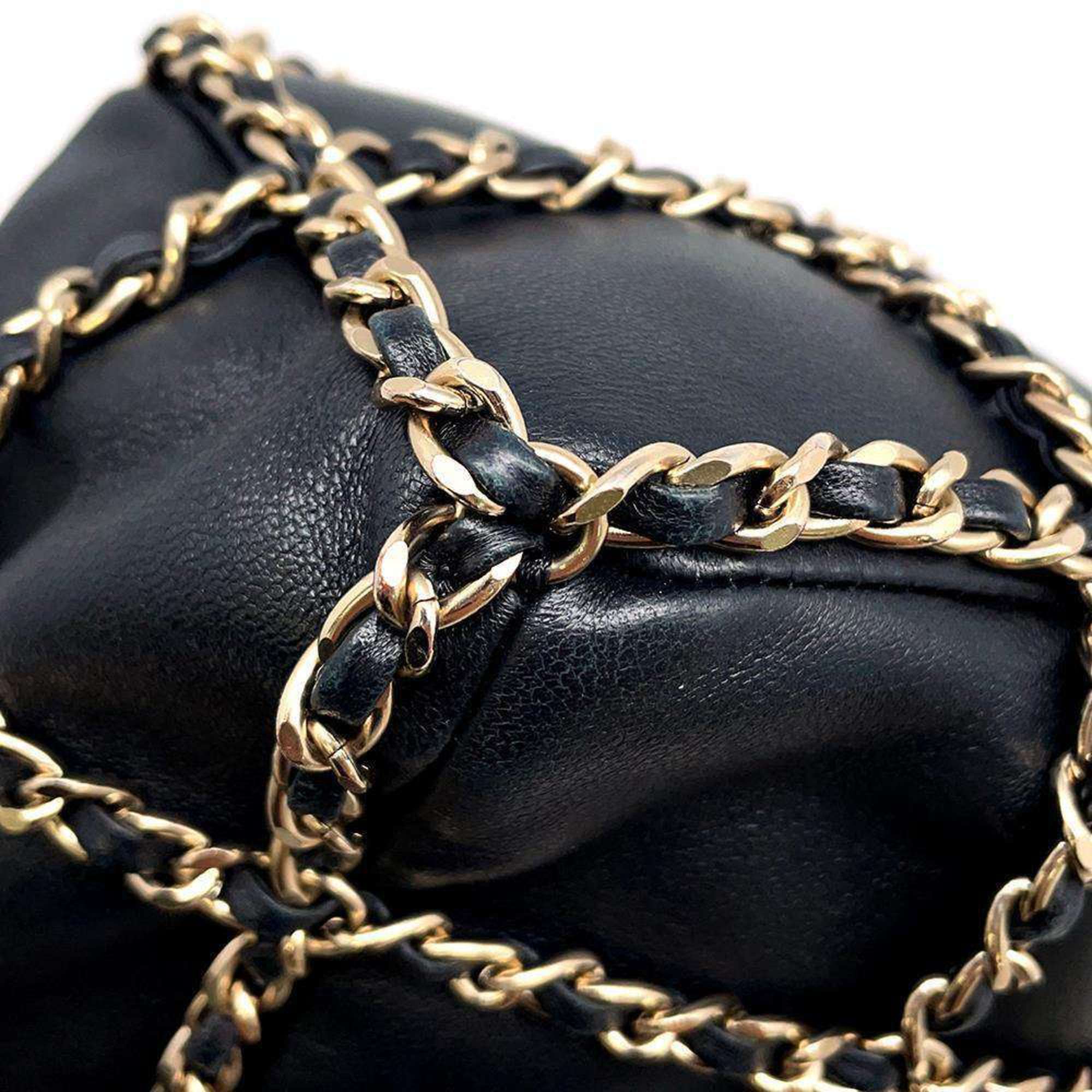 Chanel Chain Shoulder Bag Coco Mark Lambskin AS2314 CHANEL Black