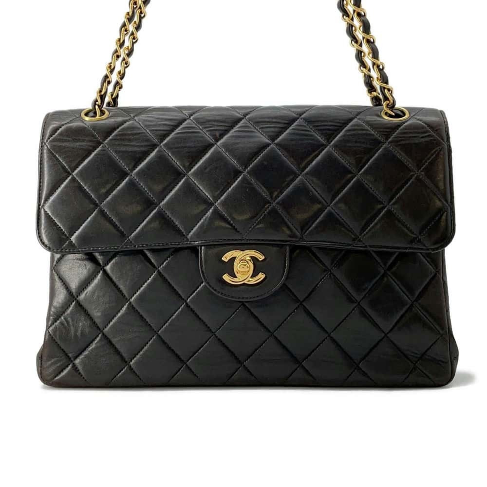 Chanel Chain Shoulder Bag Matelasse W Face Coco Mark Lambskin CHANEL Black