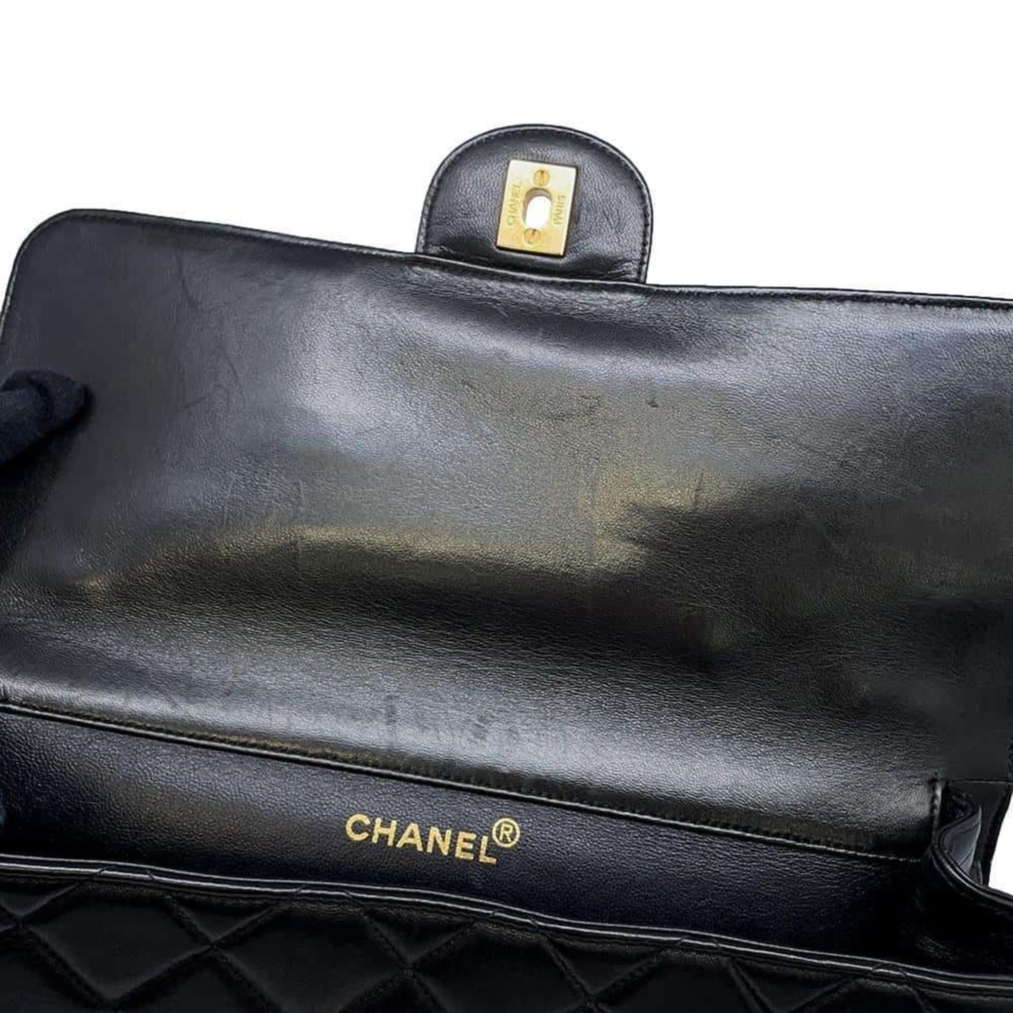 Chanel Chain Shoulder Bag Matelasse W Face Coco Mark Lambskin CHANEL Black