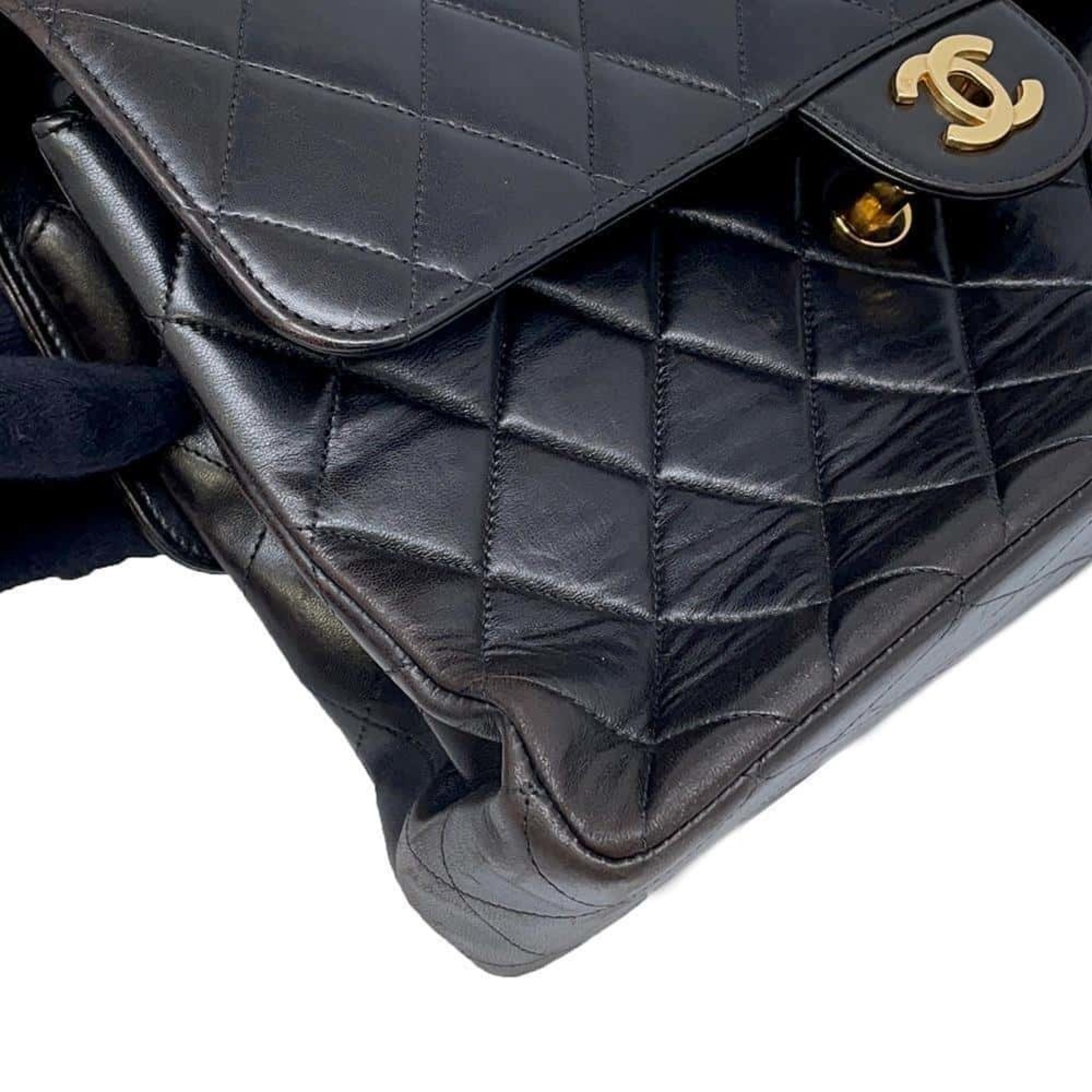 Chanel Chain Shoulder Bag Matelasse W Face Coco Mark Lambskin CHANEL Black