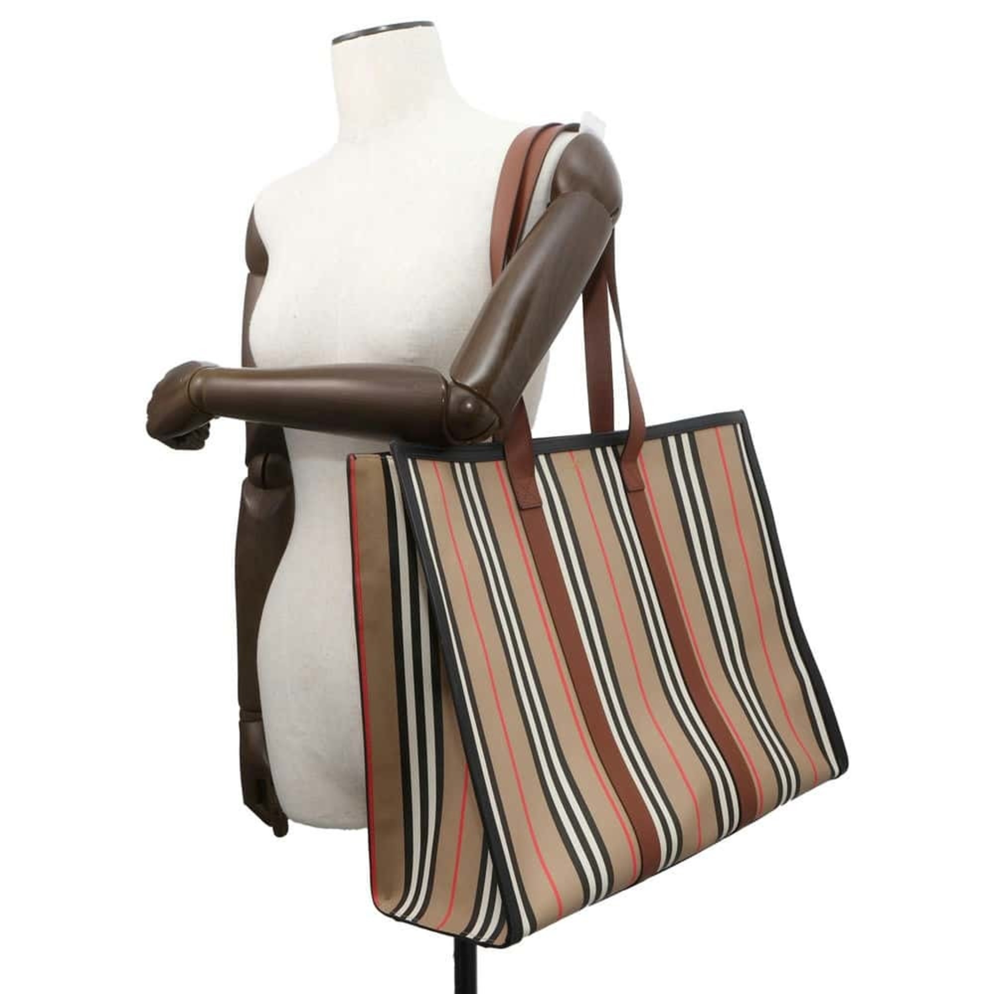 Burberry Tote Bag Striped Leather 80730571 BURBERRY Shoulder