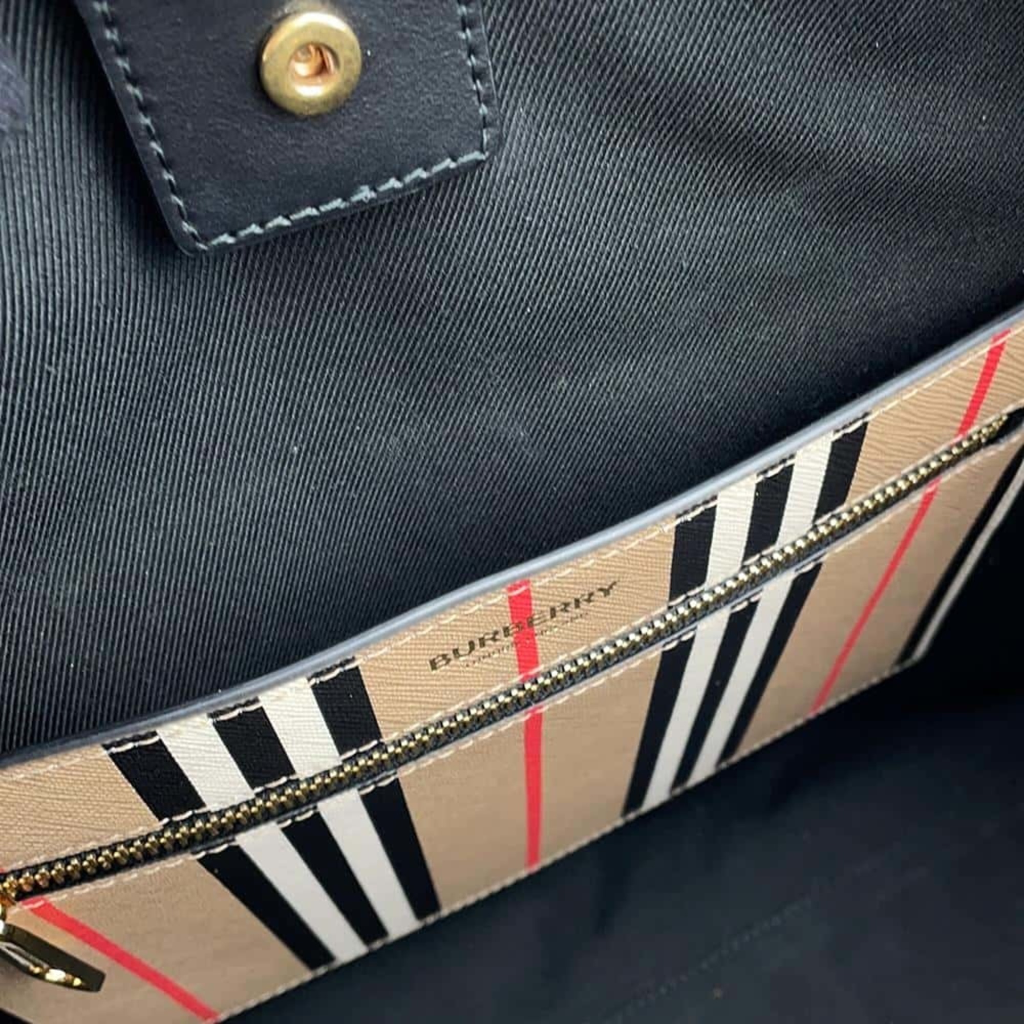 Burberry Tote Bag Striped Leather 80730571 BURBERRY Shoulder