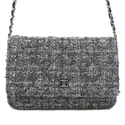 Chanel Chain Wallet Classic Matelasse Coco Mark Tweed AP0250 CHANEL Black White