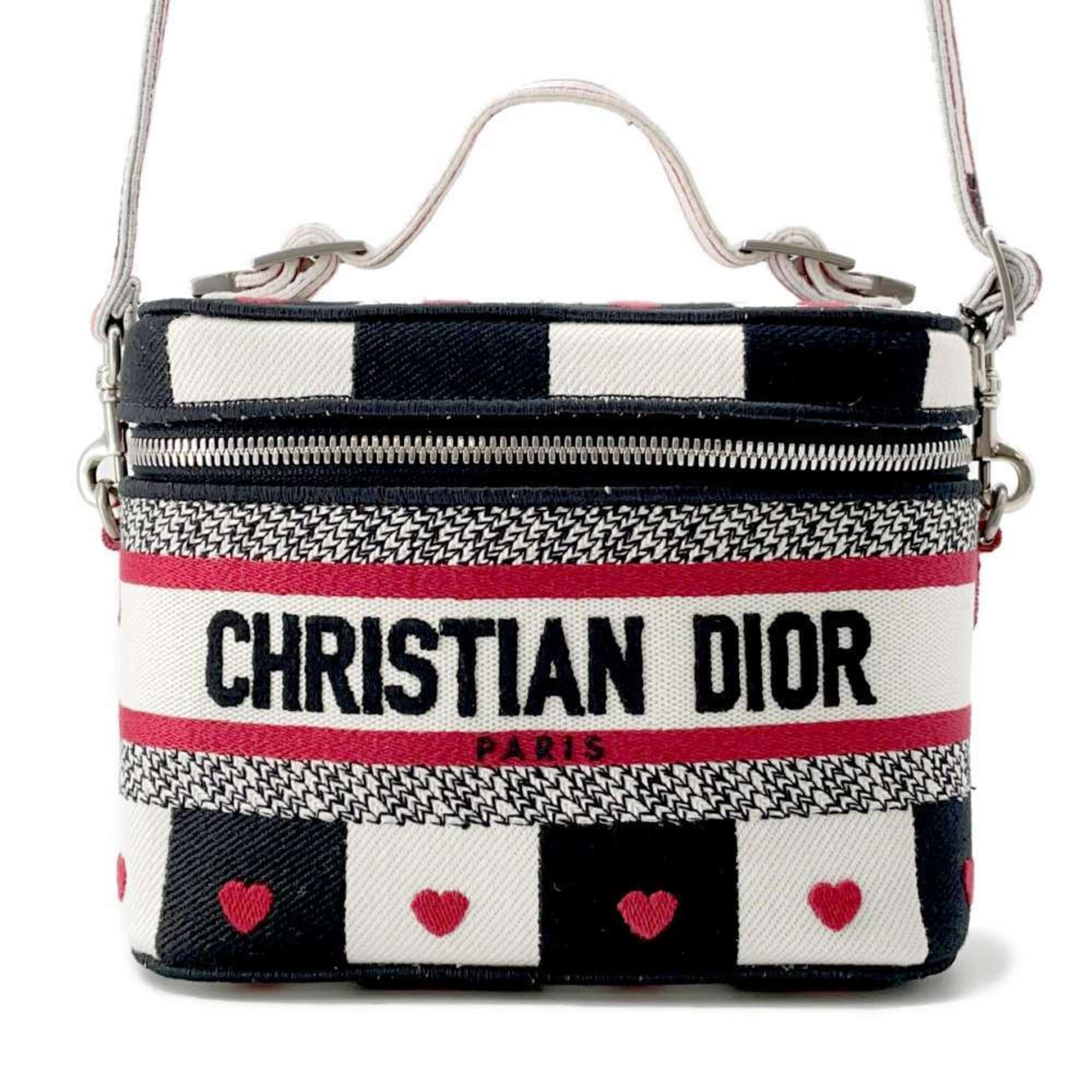 Christian Dior Handbag Amour Heart Vanity 2way Shoulder Bag Black White