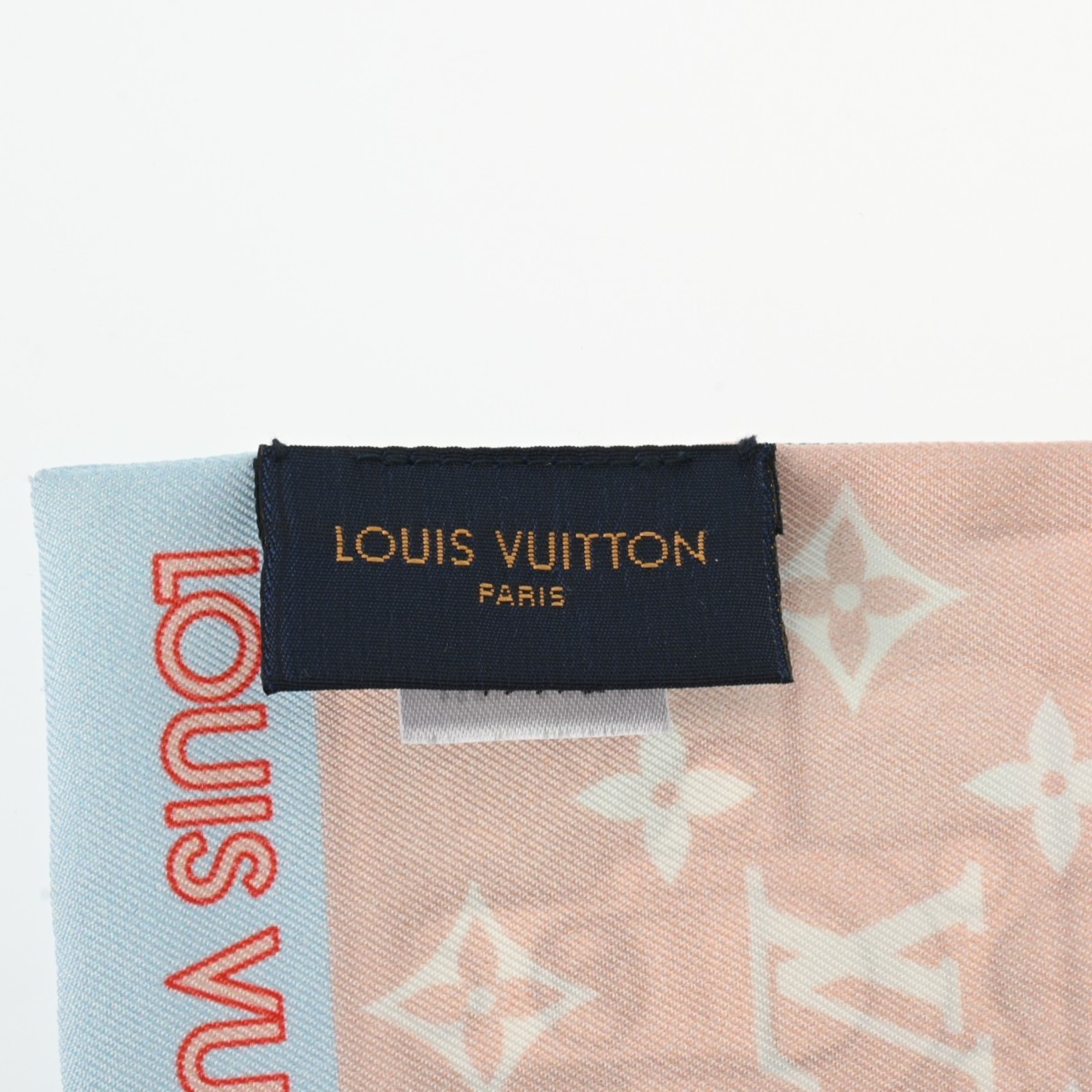 LOUIS VUITTON Louis Vuitton Bandeau Lockit Blue Glacier M76976 Women's 100% Silk Scarf Muffler