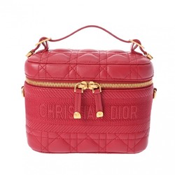 CHRISTIAN DIOR DIORTRAVEL Vanity Small Red S5488UNTR Women's Lambskin Shoulder Bag