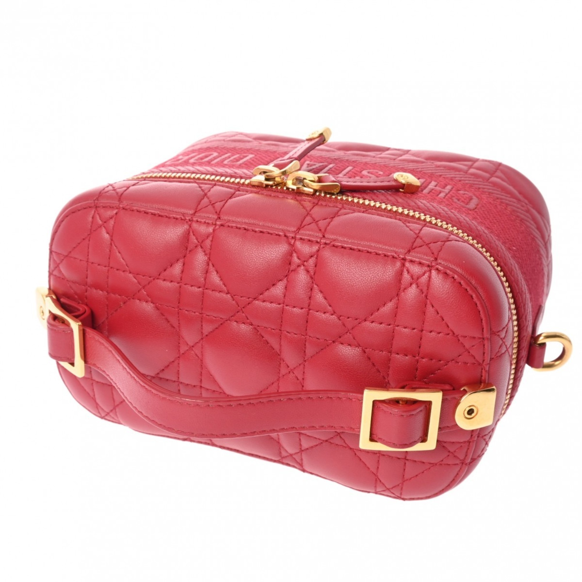 CHRISTIAN DIOR DIORTRAVEL Vanity Small Red S5488UNTR Women's Lambskin Shoulder Bag