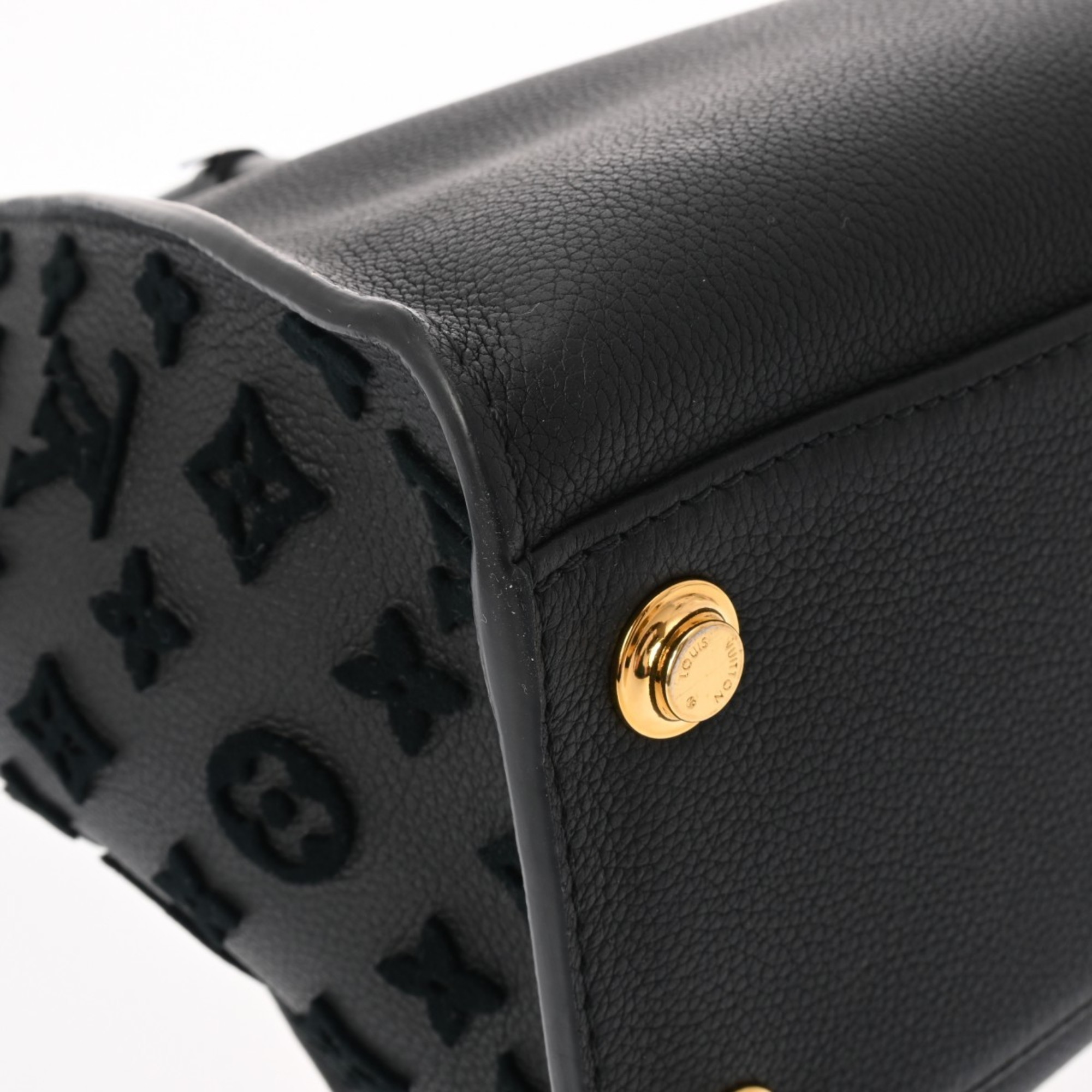 LOUIS VUITTON Louis Vuitton Monogram On My Side MM Noir M53826 Women's Calf Bag