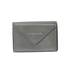 BALENCIAGA Paper Wallet Grey 391446 Unisex Calf Leather Tri-fold