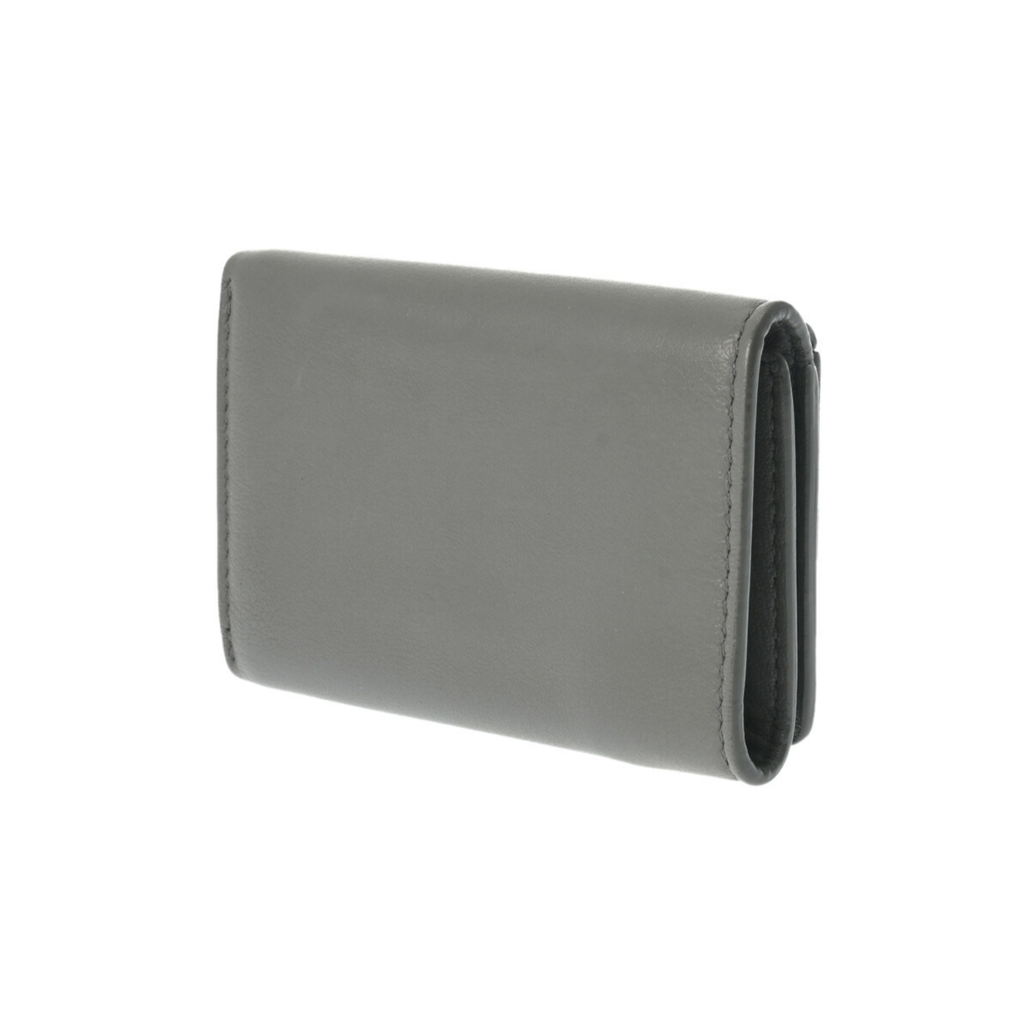 BALENCIAGA Paper Wallet Grey 391446 Unisex Calf Leather Tri-fold