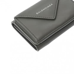 BALENCIAGA Paper Wallet Grey 391446 Unisex Calf Leather Tri-fold