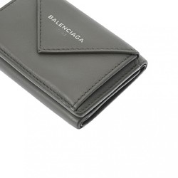 BALENCIAGA Paper Wallet Grey 391446 Unisex Calf Leather Tri-fold