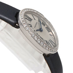 Cartier WB520027 Baignoire Watch, 18K White Gold, Leather, Diamonds, Women's CARTIER