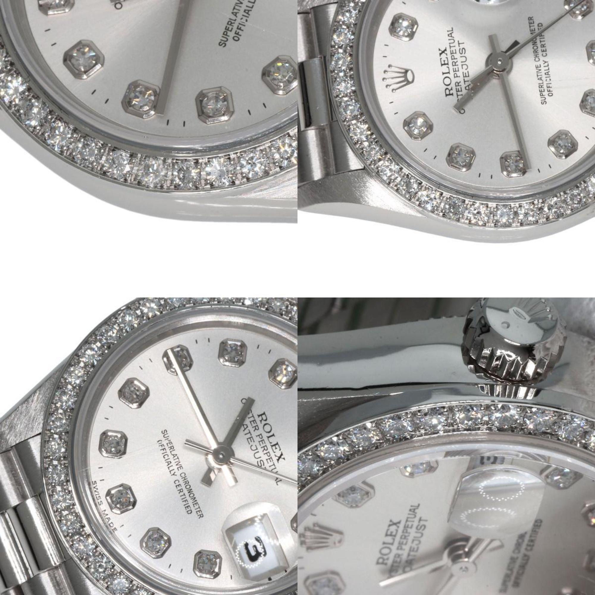 Rolex 69136G Datejust Bezel 10P Diamond Watch Platinum PT Ladies ROLEX