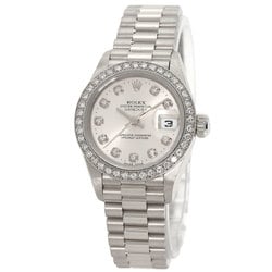 Rolex 69136G Datejust Bezel 10P Diamond Watch Platinum PT Ladies ROLEX