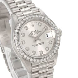 Rolex 69136G Datejust Bezel 10P Diamond Watch Platinum PT Ladies ROLEX