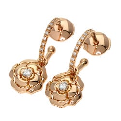 CHANEL Camellia Collection Diamond Earrings K18 Pink Gold Women's