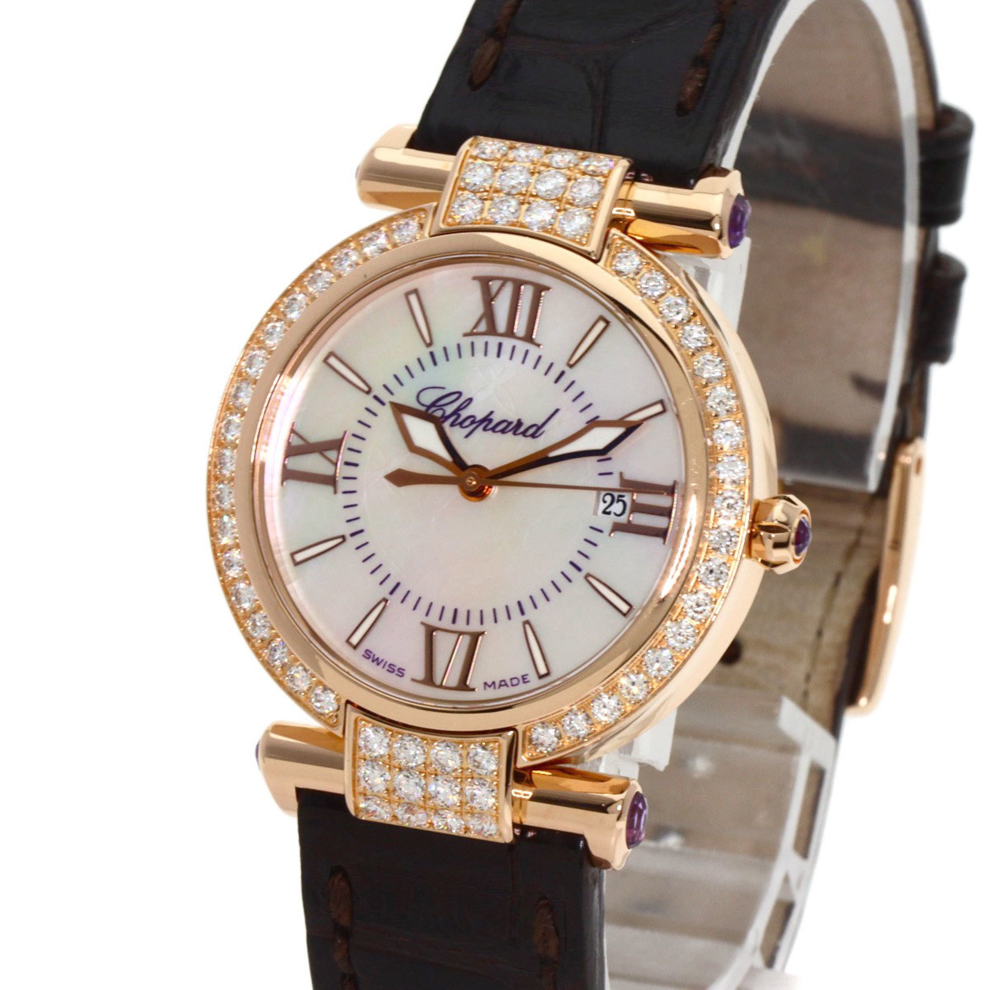 Chopard Imperiale 28mm Diamond Watch, K18 Pink Gold, Leather, Women's