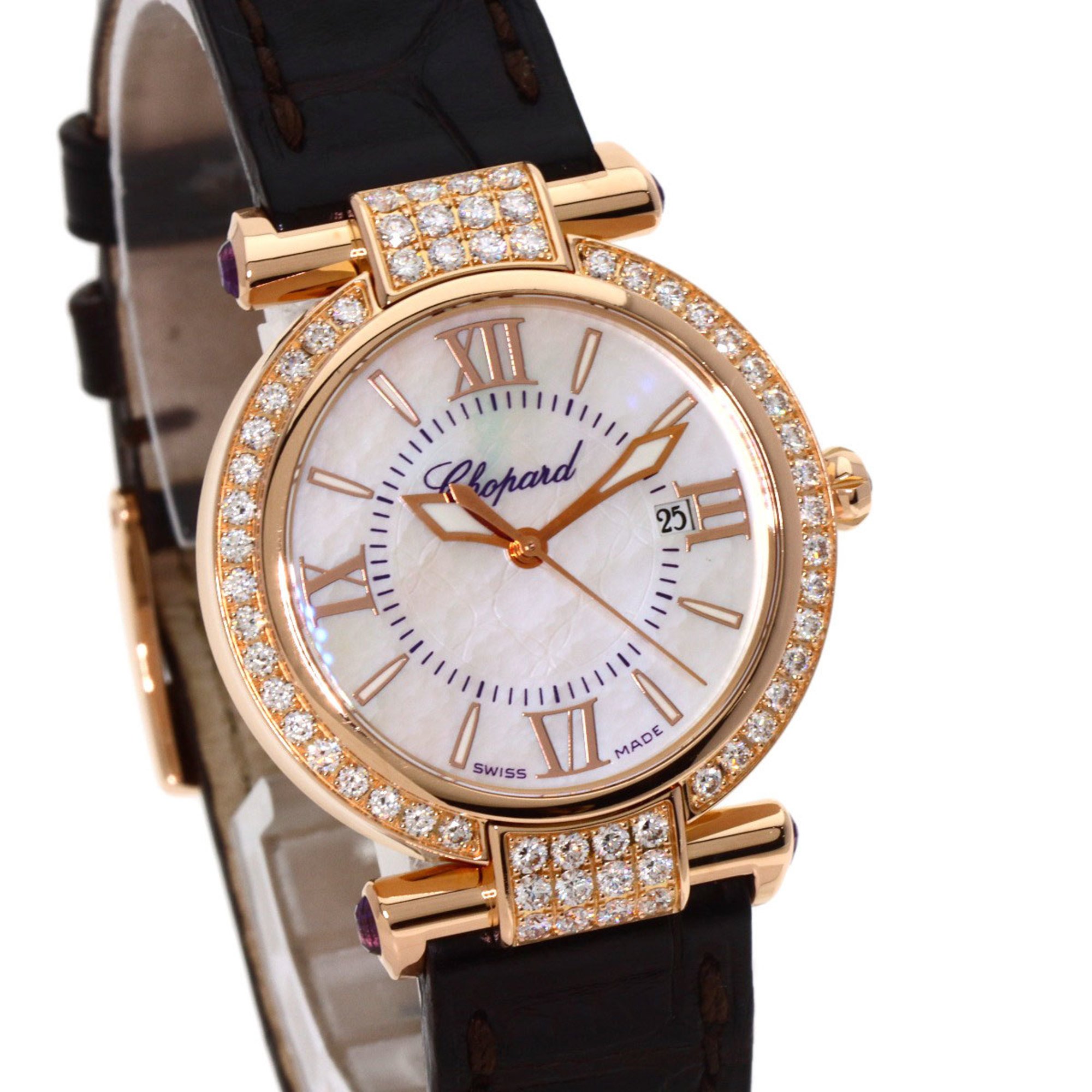 Chopard Imperiale 28mm Diamond Watch, K18 Pink Gold, Leather, Women's