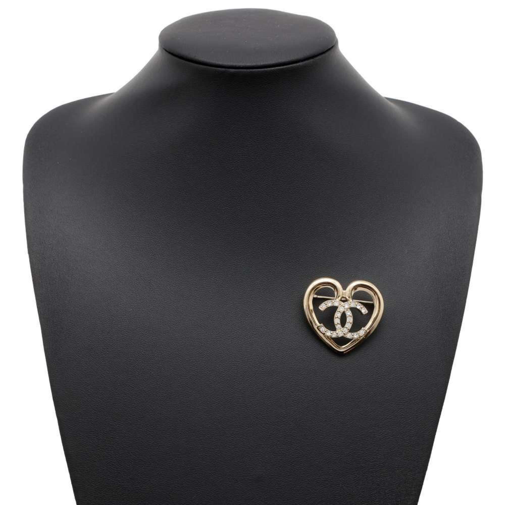 Chanel Brooch Coco Mark Heart Rhinestone P23 C ABA093 CHANEL