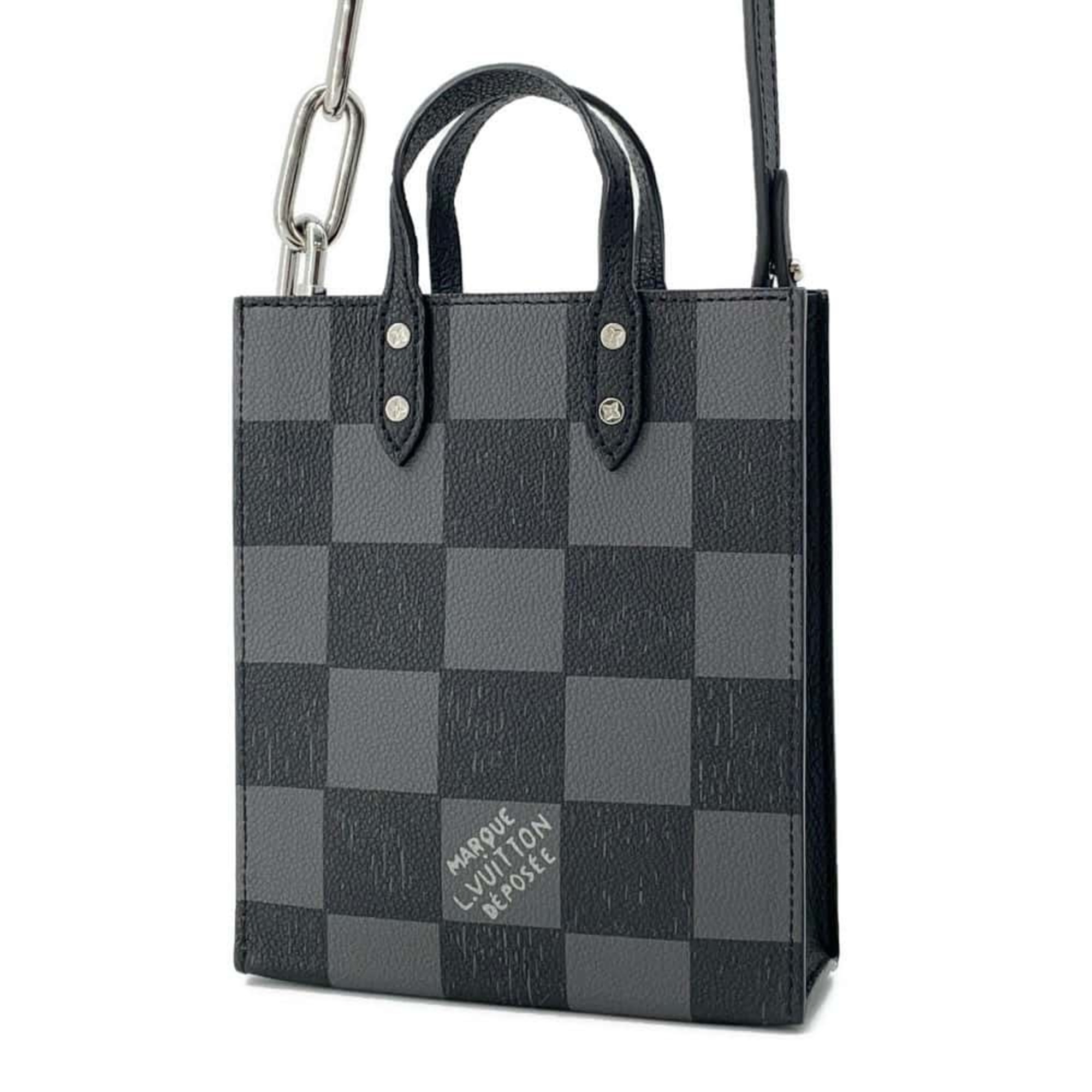 Louis Vuitton Handbag Damier Checkerboard Sac Plat XS N60479 2way Shoulder Bag Black