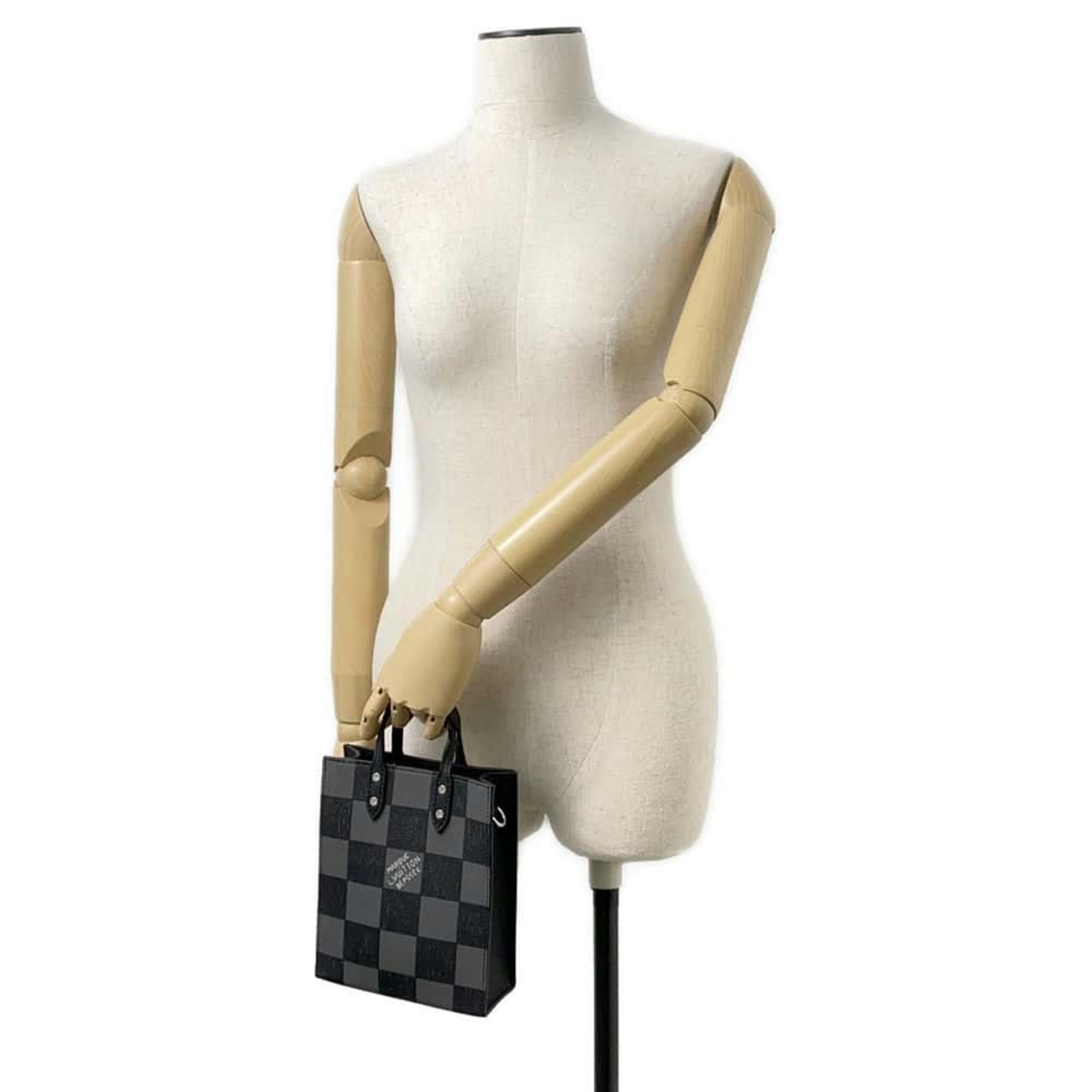 Louis Vuitton Handbag Damier Checkerboard Sac Plat XS N60479 2way Shoulder Bag Black