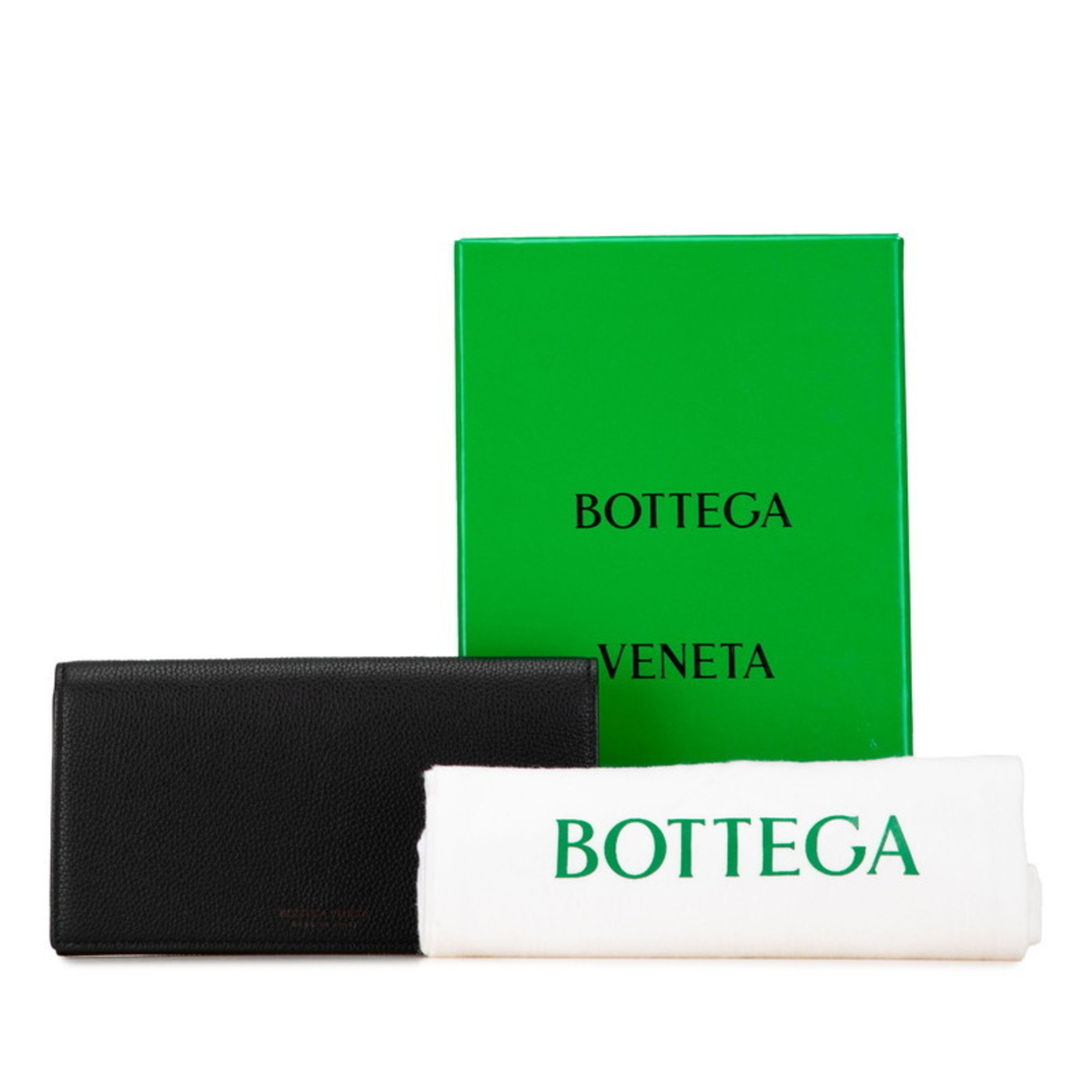 Bottega Veneta Long Wallet Black Leather Women's BOTTEGAVENETA