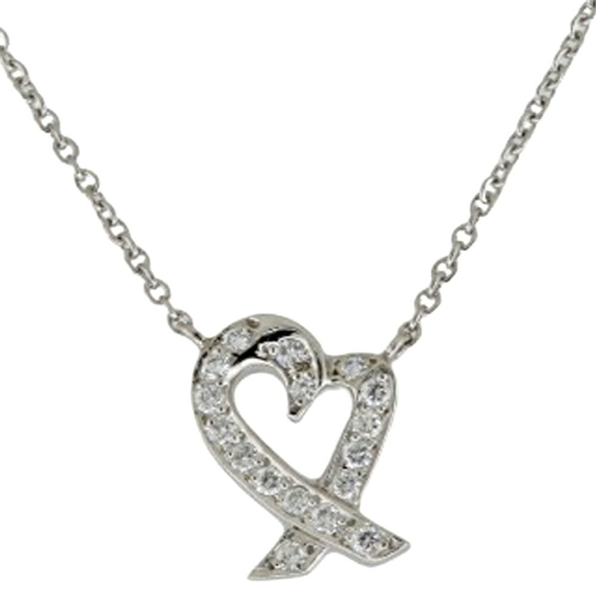 Tiffany Loving Heart Platinum 950 Diamond Women's Necklace (Silver)