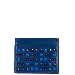 Christian Louboutin Studded Card Case Blue Leather Men's