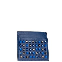 Christian Louboutin Studded Card Case Blue Leather Men's