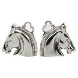 Hermes Horse Motif Earrings Silver Metal Women's HERMES