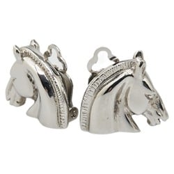 Hermes Horse Motif Earrings Silver Metal Women's HERMES