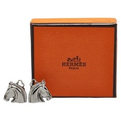 Hermes Horse Motif Earrings Silver Metal Women's HERMES