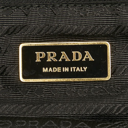 Prada Triangle Plate Pierrot Tote Bag Black Nylon Leather Women's PRADA