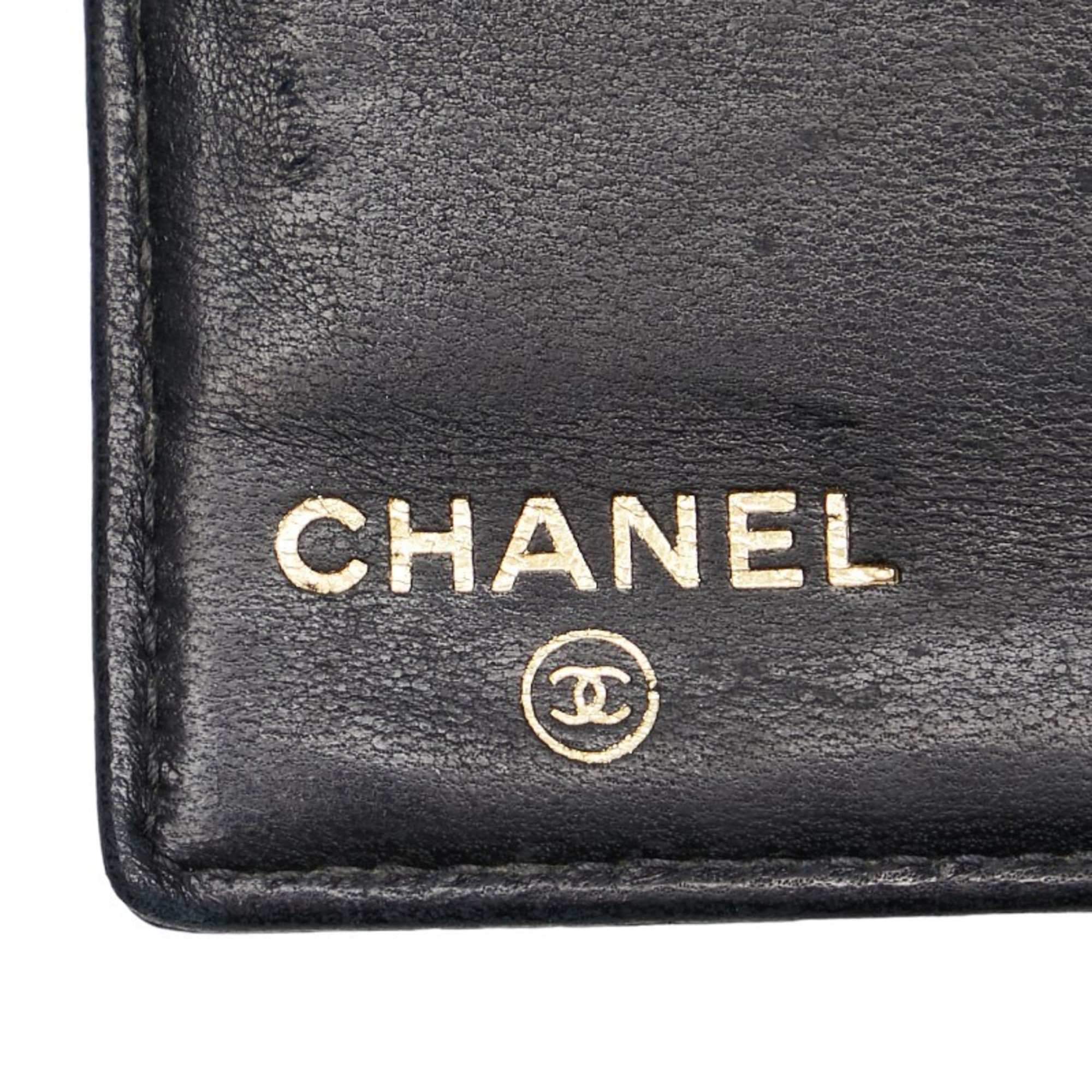 CHANEL Coco Mark Long Wallet Black Caviar Skin Women's