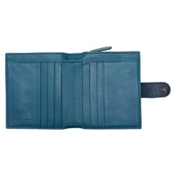 Bottega Veneta Intrellis Bi-fold Wallet Compact Blue Leather Women's BOTTEGAVENETA