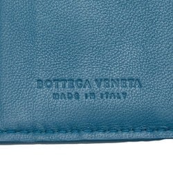 Bottega Veneta Intrellis Bi-fold Wallet Compact Blue Leather Women's BOTTEGAVENETA