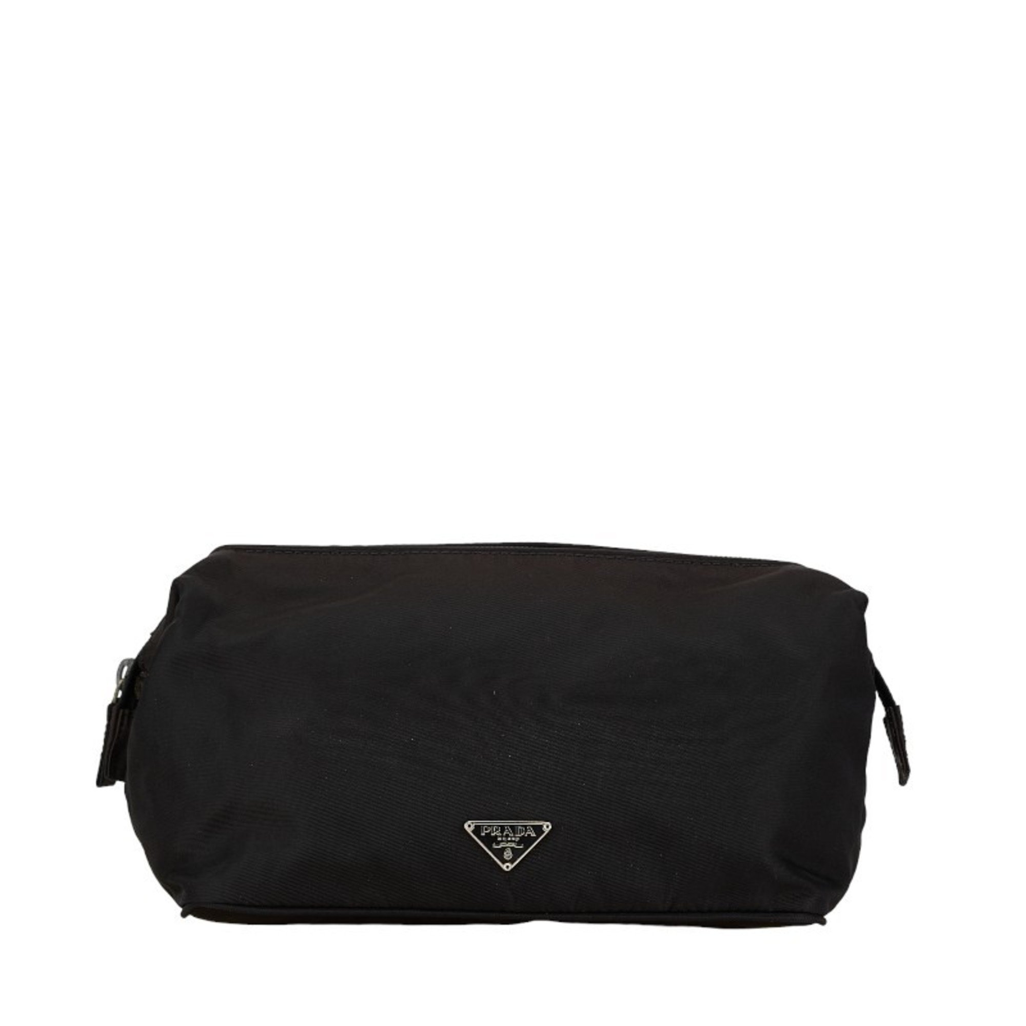 Prada Triangle Plate Pouch Black Nylon Women's PRADA