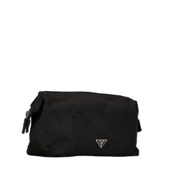 Prada Triangle Plate Pouch Black Nylon Women's PRADA