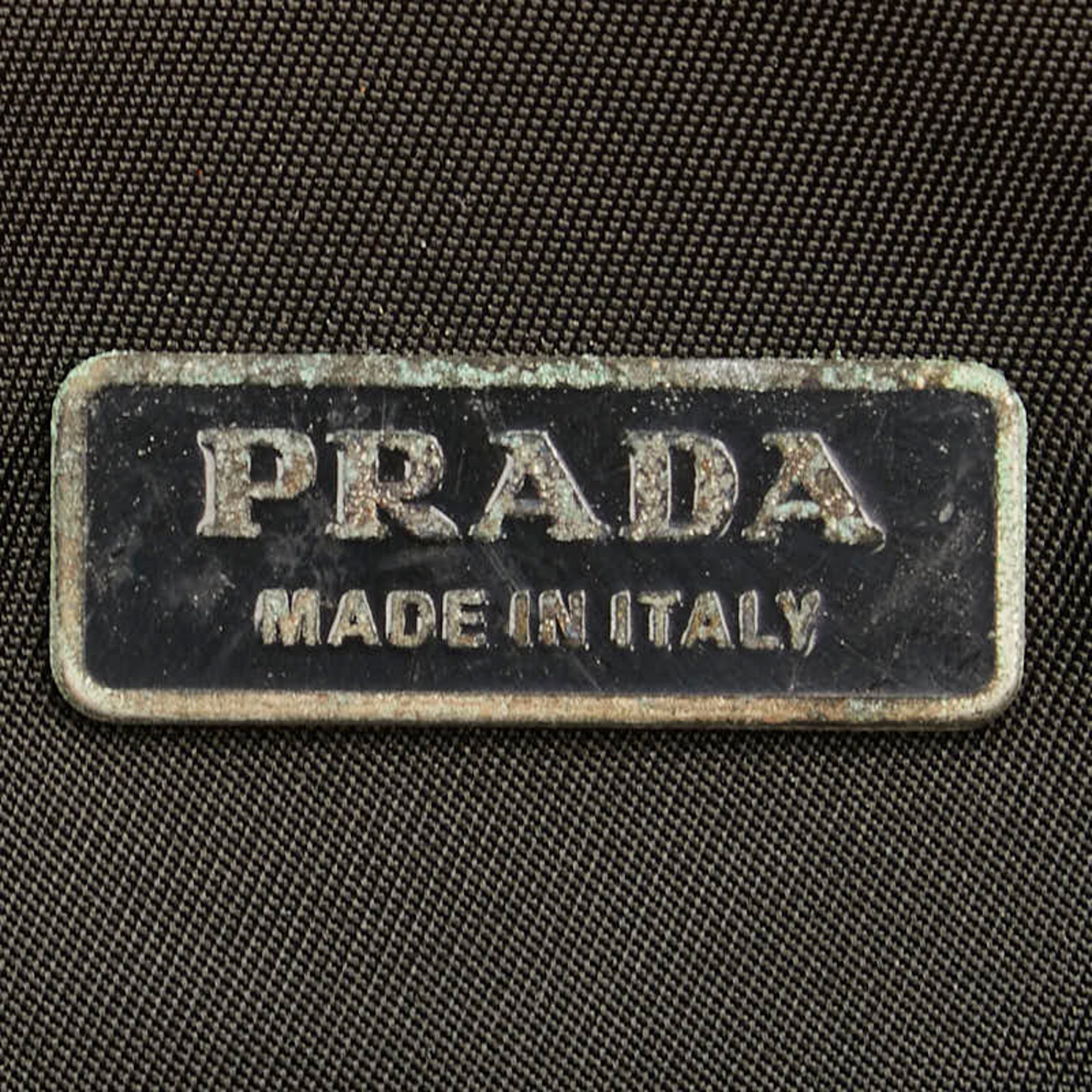 Prada Triangle Plate Pouch Black Nylon Women's PRADA