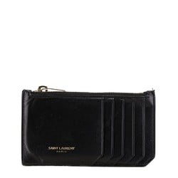 Saint Laurent Fragment Zip Card Case Black Leather Women's SAINT LAURENT