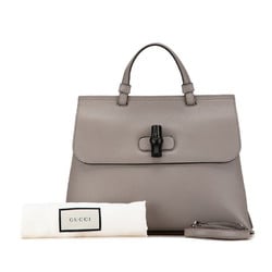 Gucci Bamboo Handbag Shoulder Bag 392013 Grey Leather Women's GUCCI