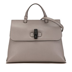 Gucci Bamboo Handbag Shoulder Bag 392013 Grey Leather Women's GUCCI