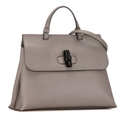 Gucci Bamboo Handbag Shoulder Bag 392013 Grey Leather Women's GUCCI