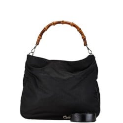 Gucci Bamboo Handbag Shoulder Bag 001 1577 Black Canvas Leather Women's GUCCI