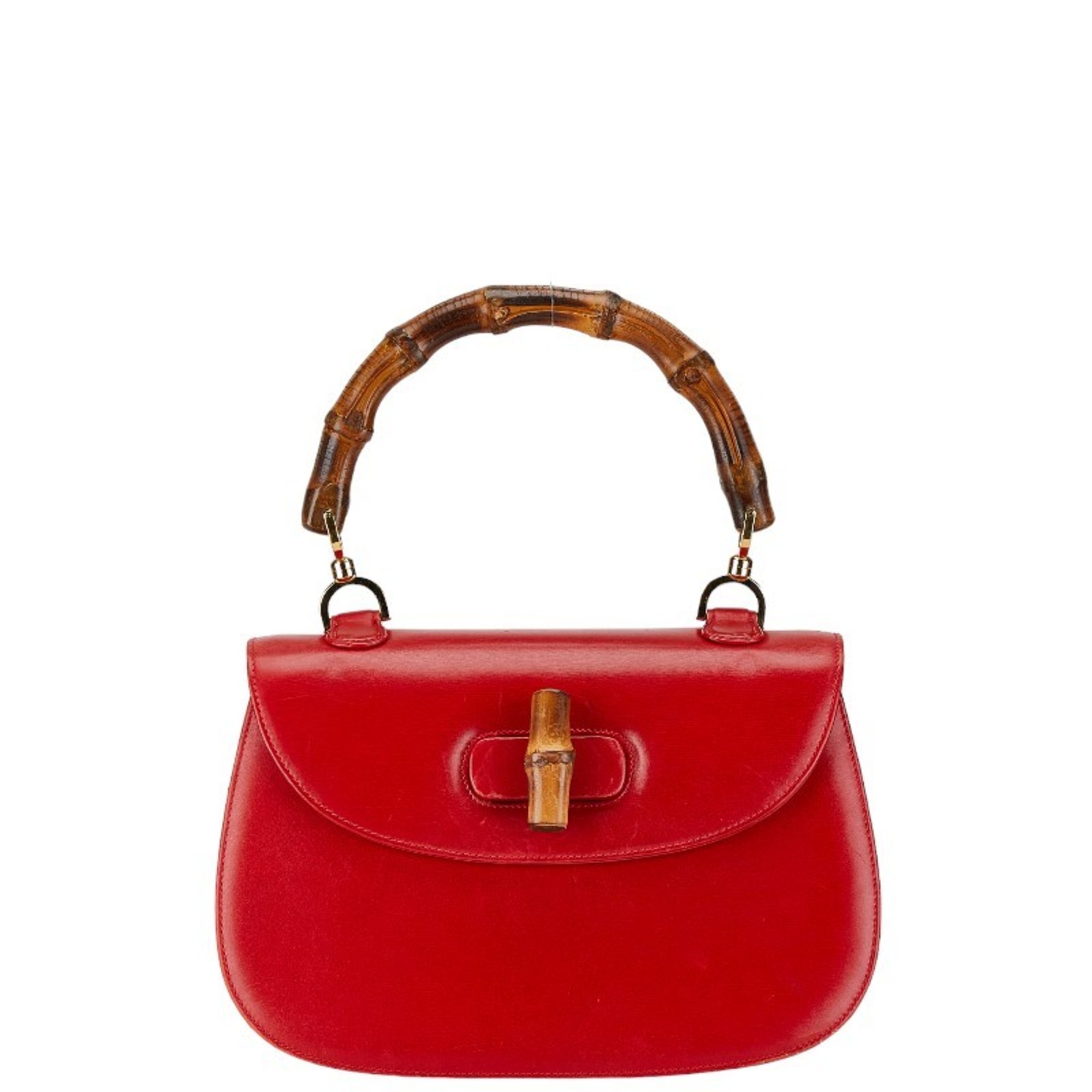 Gucci Bamboo Handbag Shoulder Bag 000.01.0633 Red Leather Women's GUCCI