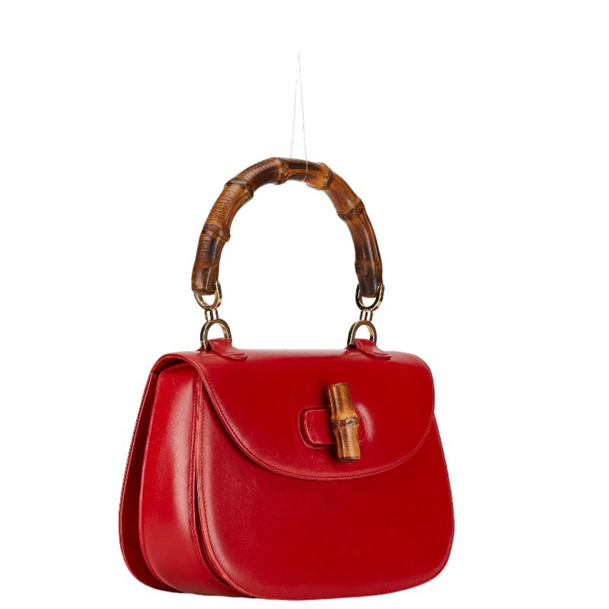 Gucci Bamboo Handbag Shoulder Bag 000.01.0633 Red Leather Women's GUCCI