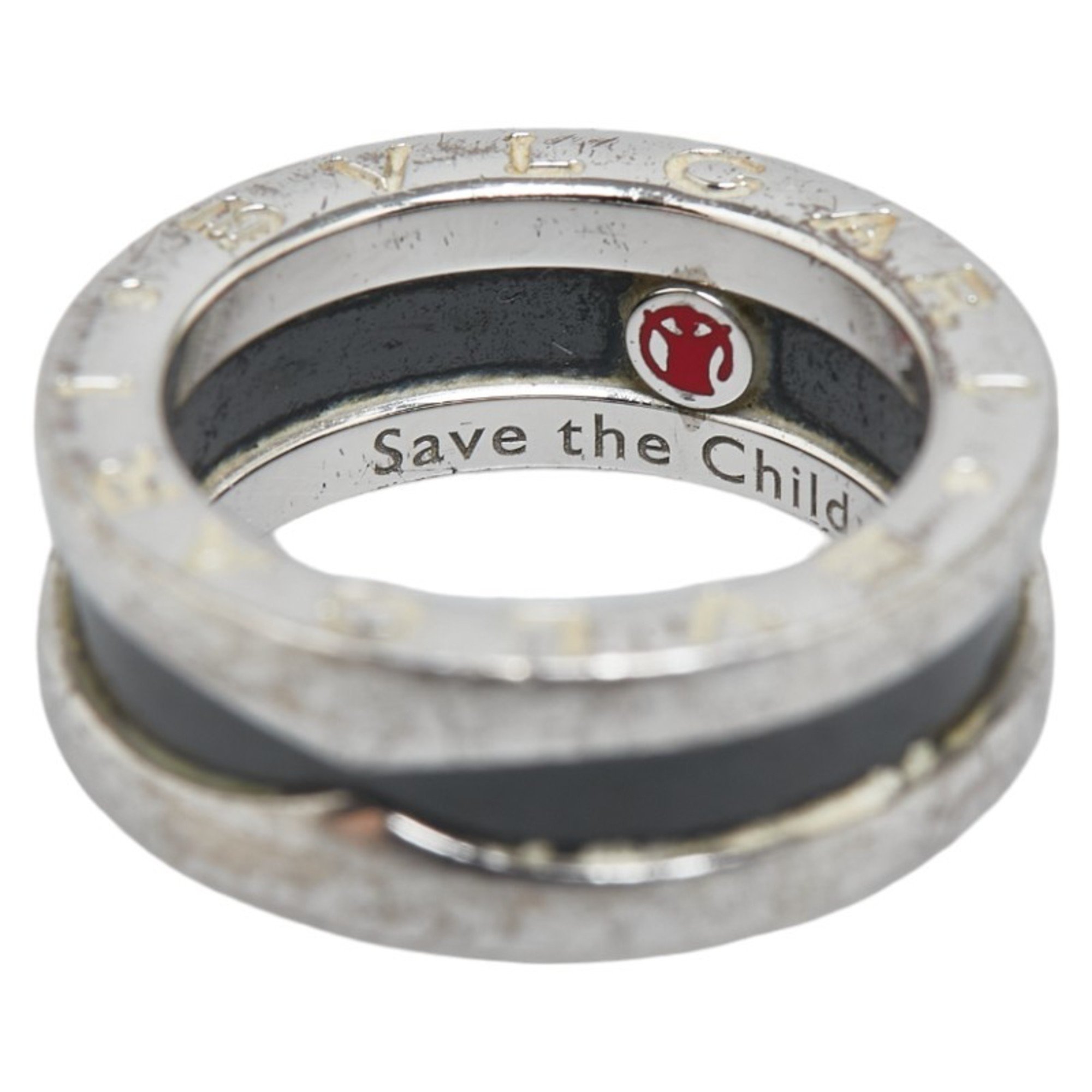 BVLGARI B.zero1 Save the Children 1 Band Ring #46 Silver Black SV925 Women's