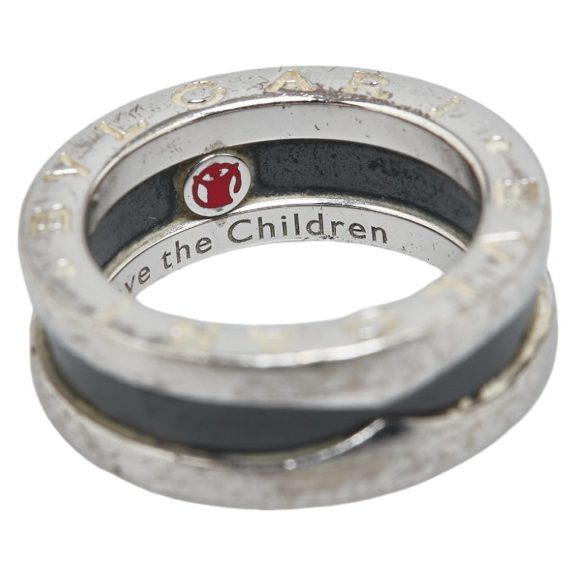 BVLGARI B.zero1 Save the Children 1 Band Ring #46 Silver Black SV925 Women's