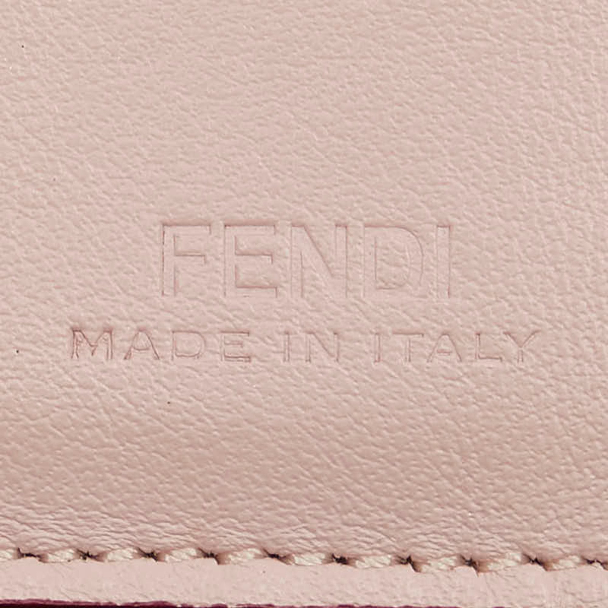 FENDI Studded Bi-fold Wallet Beige Pink Leather Women's